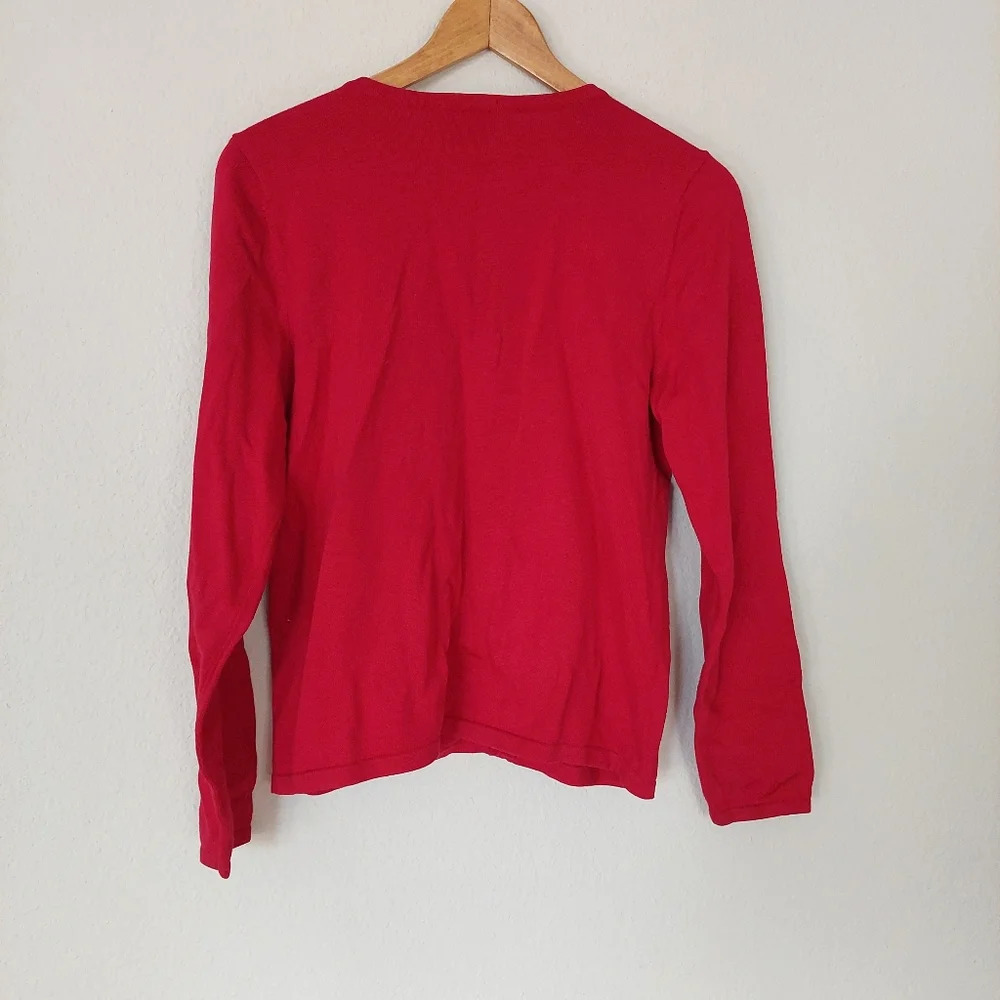 Christopher & Banks Red Dog Embroidered Cardigan Sweater Size Small - Picture 8 of 10